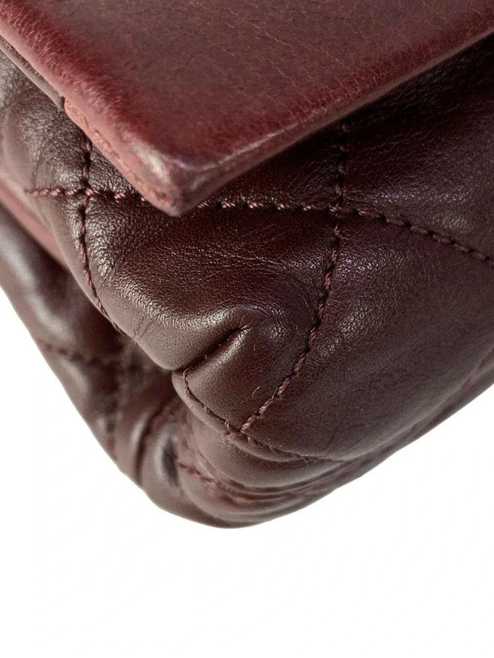 Authentic CHANEL Soft elegance quilted burgundy calf skin 2way bag